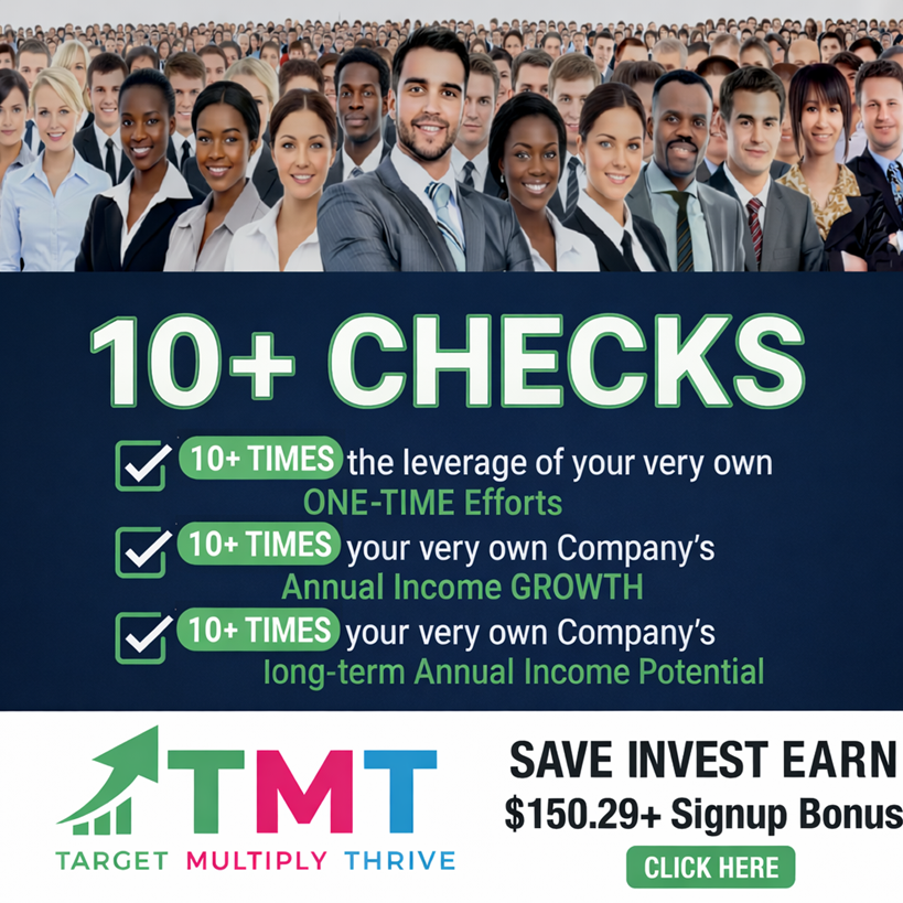 Image detailing 10 different paychecks including 4 MLM company paychecks